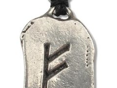 Pandantiv cu rune Feoh, talisman pentru prosperitate si noroc, 2.8 cm